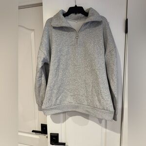 Amazon Women's Light Gray Quarter Zip Pullover Sweatshirt